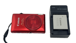 Canon PowerShot ELPH 300 HS 12.1MP Digital Camera RED HD 5X Zoom Tested - £138.23 GBP