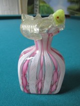 CRYSTAL VENETIAN  VANITY PERFUME BOTTLE 4&quot;  WAVED PINK AND WHITE  GORGEOUS - $94.05