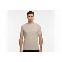 Mens Dressy T-Shirt Log-In Uomo Soft Crew Neck Corded Short Sleeves 218 Tan image 2