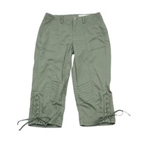 The Crop Pants Womens 2 Army Green Twill Cargo Capri Pockets Straight Leg - $25.72