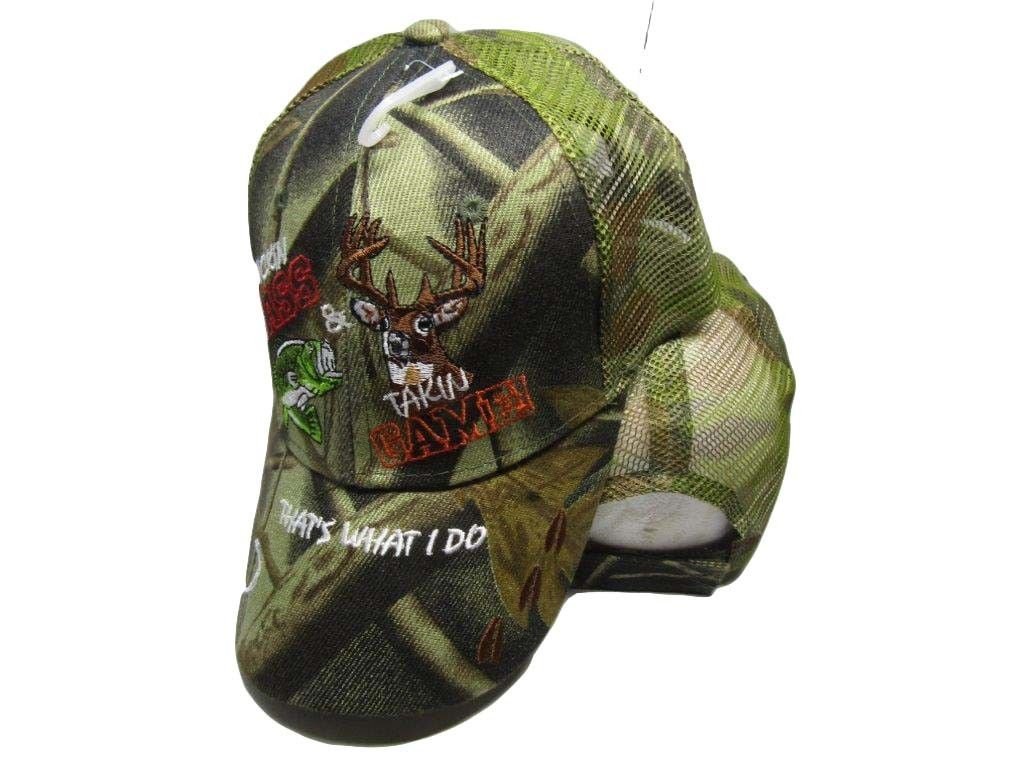 K&#39;s Novelties Kickin Bass Takin Game Hunting Camo Mesh Embroidered Cap H... - $9.88