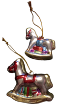 Rocking Horse Christmas Ornaments Set of 2 Small Holidays Home Decor Presents - £9.58 GBP