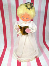 Darling Mid Century Singing ANGEL Rubber Face Sheer Dress 8.5&quot; Tree Topper  - £15.67 GBP