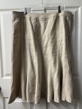 Liz CLaibourne Linen Flare Skirt  Womens Plus Size 16 Beige Mid Length C... - $25.69
