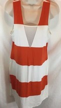 Gianni Bini Womens Sz M Orange White Striped Dress Stretch Tank  - £11.63 GBP