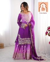 *Purple tie and dye Sharara set with dupatta - $65.00