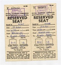 2 British Railways Reserved First Class Seat Forms 1960 Waverly to Kings... - £13.98 GBP