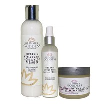 Organic 3 Step Anti-Aging Skin Care Kit - Cleanse, Tone, Hydrate - £78.55 GBP
