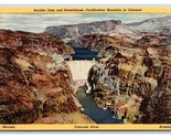 Boulder Dam And Powerhouse Fortification Mountain Nevada UNP Linen Postc... - $3.91