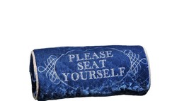Home Theater Pillow Blue "Please Seat Yourself" Oblong 15" Long Poly Velvet - $44.54