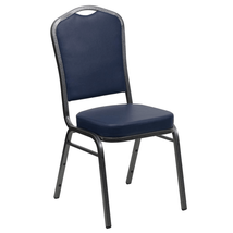 Navy Vinyl HERCULES Crown Back Stacking Banquet Chair Silver Frame - $101.96