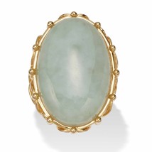 PalmBeach Jewelry Oval Shaped Genuine Jade 18K Yellow Gold-Plated Cabochon Ring - £62.77 GBP