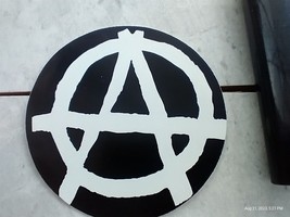 Small Hand made Decal Sticker BLACK ANARCHY ANARCHIST - $5.86