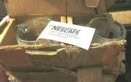 Vintage 70s World Globe Nestle Nescafe Heavy Glass Etched Coffee Mugs Cups  - $14.01