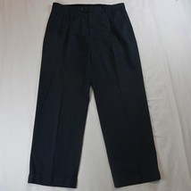 ENRO 35 x 30 Navy Blue Pleated Cuffed Cotton Dress Pants - £16.01 GBP