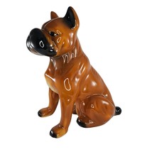 Vintage Boxer Dog Piggy Bank Ceramic Large 13&quot; - £94.20 GBP