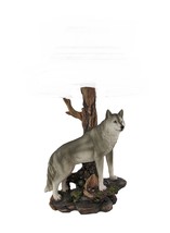 Scratch &amp; Dent `Denizen of Twilight` Gray Wolf Table Lamp Base Only - £39.14 GBP