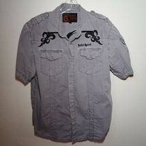 Rebel Spirit | Gray | Men&#39;s Large Button-Down short sleeve Shirt - £51.95 GBP