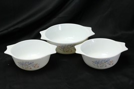 Pyrex England Blue Iris Baking Dishes Lot of 3 Casseroles - £25.44 GBP