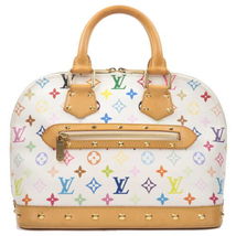 Authentic Louis Vuitton Monogram Multi Color Alma Hand Bag Blanc M92647 Used F/S - £1,573.77 GBP