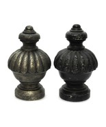 Set of 2 Curtain Rod End Cap Bed Finials Furniture Gray and Black Plastic - £15.76 GBP