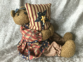 NEW Patriotic Stuffed Teddy Bear Plush Holding Pillow- Good Health Indus... - $18.46