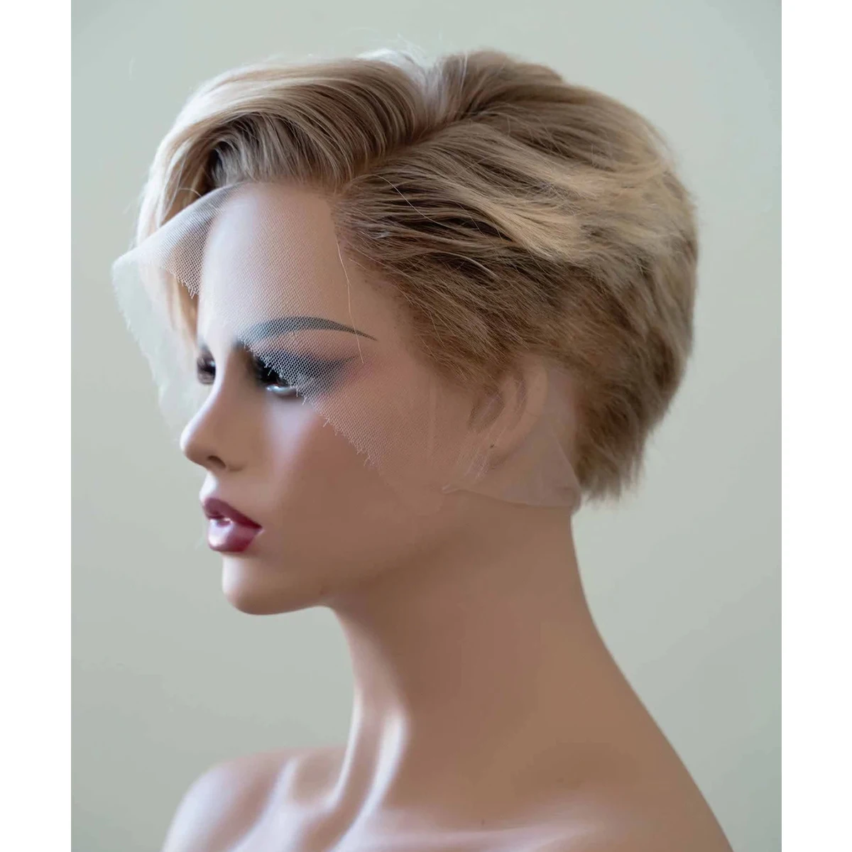 Blonde 613 pixie short lace wig cuticles aligned dirty blonde with highlights and roots thumb200