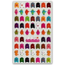 ✰ Cute Colorful Pig Bird &amp; Chicken Gel Stickers Epoxy Sticker Sheet Scrapbook - £3.15 GBP
