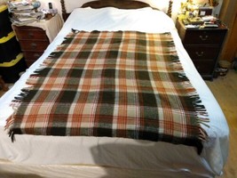 Faribo Faribault Woolen Mills Co Brown Plaid Fringed Acrylic Blanket Throw 48x62 - £39.33 GBP