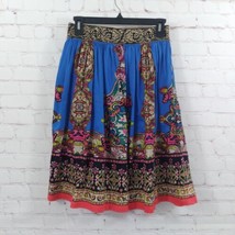 Flying Tomato Skirt Womens Medium Blue Colorful Flare Pull On Art Boho F... - £19.82 GBP