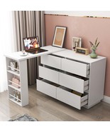 L-Shaped Corner Computer Desk with Drawers &amp; Reversible Storage Cabinet - €226,67 EUR