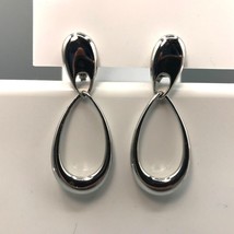 Monet Silver Tone Dangle Hoop Earrings, Elegant Clip On Infinity Hoops - £48.21 GBP