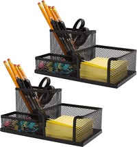 Ludato 2 Pieces Mesh Pen Holder Desk Organizers，3 Compartments Black Mes... - £28.21 GBP