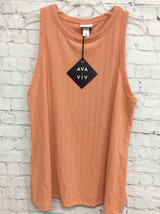 Womens Plus Size Rib-Knit Pullover Tank Top Ava &amp; Viv Orange Coral X 14W NWT - $9.69