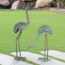 SPI Home Pair of Foraging Crane Cast Aluminum Indoor Outdoor Statues 36 Inches - £244.93 GBP