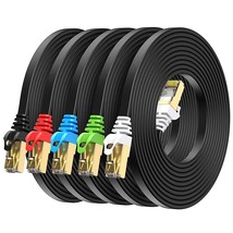 Cat8 Ethernet Cable 3Ft 5 Pack Multi Color, Cat-8 Flat Rj45 Computer Internet La - £28.76 GBP