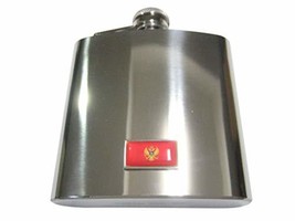 Kiola Designs Thin Bordered Montenegro Flag 6 Oz. Stainless Steel Flask - £40.05 GBP