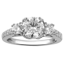 1.5Ct LC Moissanite 3-Stone Engagement Promise Ring 14K White Gold Plated - £168.11 GBP