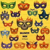 Watercolor Halloween Mask Clipart: 20 PNG Illustrations (Digital Download) - $2.46 CAD