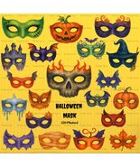 Watercolor Halloween Mask Clipart: 20 PNG Illustrations (Digital Download) - $2.46 CAD