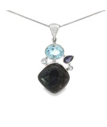 Starborn Nuummite Stone Pendant Necklace (22&quot;) Blue - $217.55