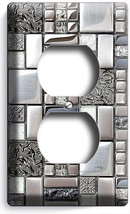 Brushed Crome Tile Metal Look Outlet Wall Plate Kitchen Home Room Bathroom Decor - £8.16 GBP