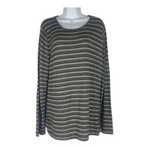 Talbots Women&#39;s Long Sleeved Swoop Neck Striped Blouse Top Size Large - £22.90 GBP
