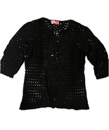 QVC Du Jour Large Hand Crochet Vintage Black 3/4 Sleeve Topper Cardigan ... - $553.04 MXN
