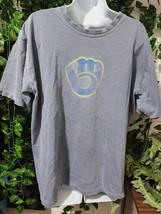 Vintage Style Milwaukee Brewers Majestic Tag shirt gray Men XL 2008 Heav... - $9.79