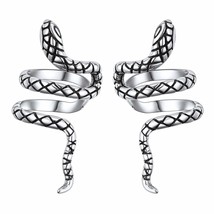 925 Sterling Silver Cartilage Ear Cuff Snake Climber Crawler Non Pierced Open He - £56.94 GBP