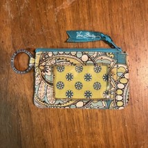 Vera Bradley Turquoise Paisley Zip ID coin card holder change purse key ring - £12.65 GBP