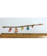 Juicy Couture 5 Charm Love Bracelet Flower Pink Daisy Gold Tone - £31.23 GBP
