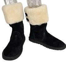 Ugg Australia Aleyah Boots Big Kid 5 Black Suede Sheepskin - £39.87 GBP