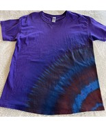 Gildan Womens Purple Blue Red Tie Dye Short Sleeve Shirt LARGE - £12.90 GBP